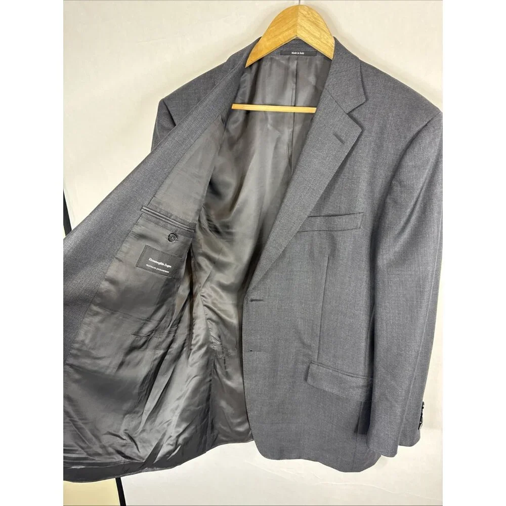 Ermenegildo Zegna Traveller Micronsphere‎ Wool Gray Blazer Sport Coat Italy 42R